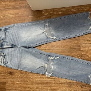 Eunina Light Blue Distressed Straight Leg Jeans